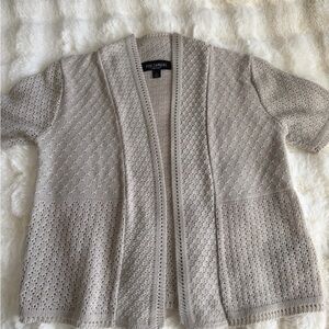 Perceptions Women's Beige Open-Front Cardigan